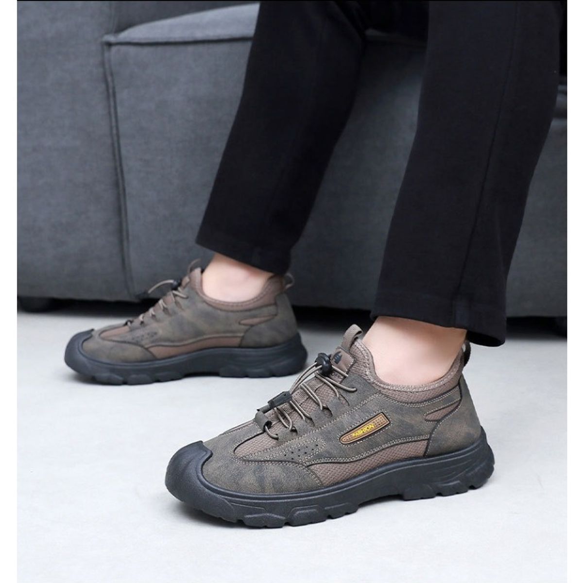 TIOZONEY - Botas de nieve cortas de felpa para Hombre - Gris