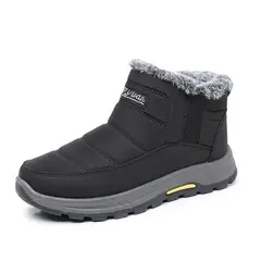 TIOZONEY - Botas de nieve cortas de felpa para Hombre - Negro