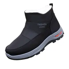 TIOZONEY - Botas de nieve cortas de felpa para Hombre - Negro