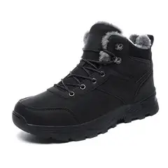 TIOZONEY - Botas de nieve cortas de felpa para Hombre - Negro