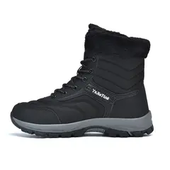 TIOZONEY - Botas de nieve cortas de felpa para Hombre - Negro