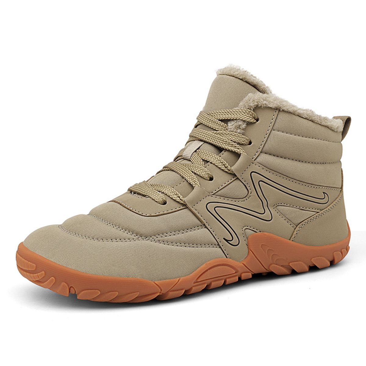 TIOZONEY - Botas de nieve cortas de felpa para Hombre - Beige
