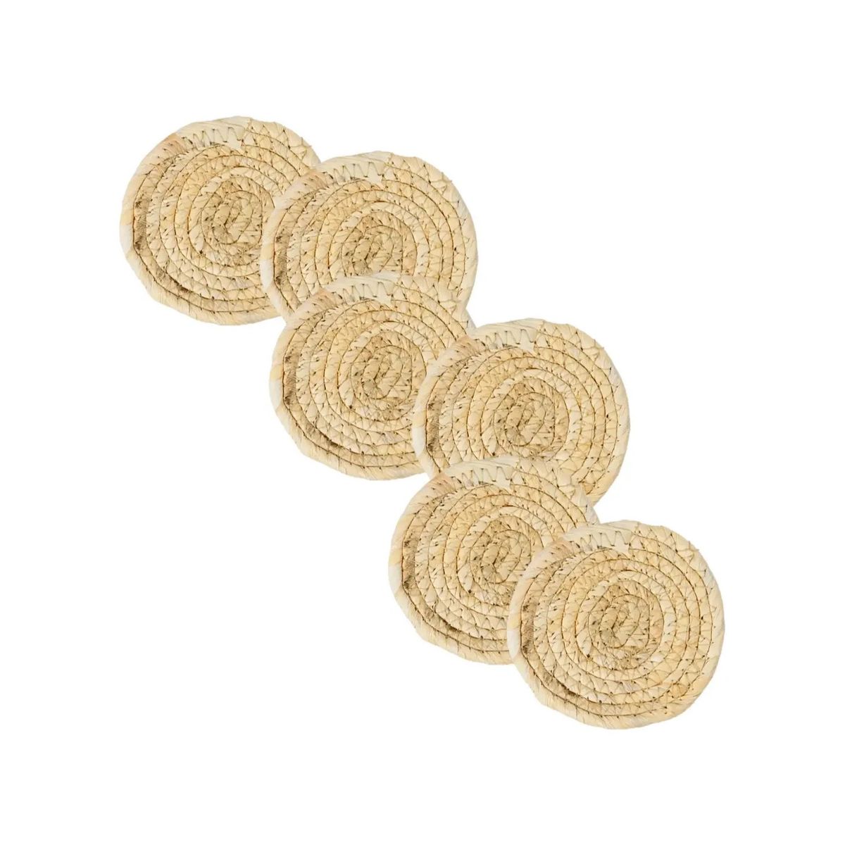 GENERICO - Pack 6 Posavasos De Rattan Estilo Rústico Y Natural Posavaso Beige