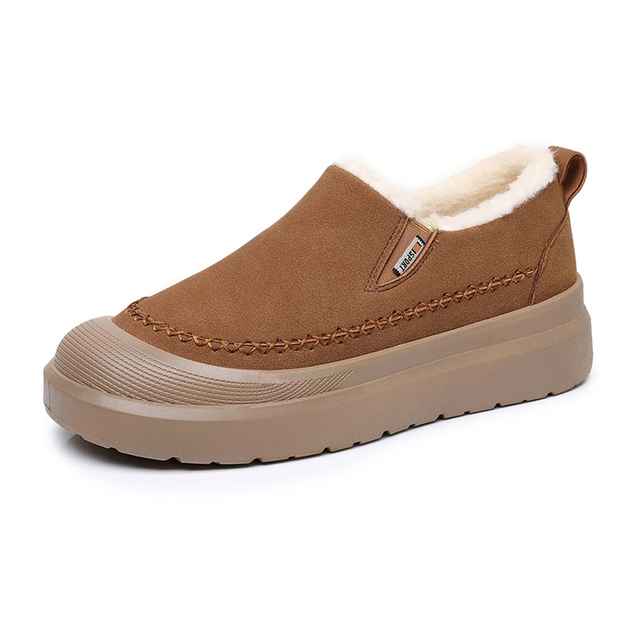TIOZONEY - Botas de nieve cortas de felpa para Hombre - Marrón