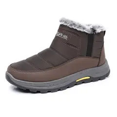 TIOZONEY - Botas de nieve cortas de felpa para Hombre - Marrón