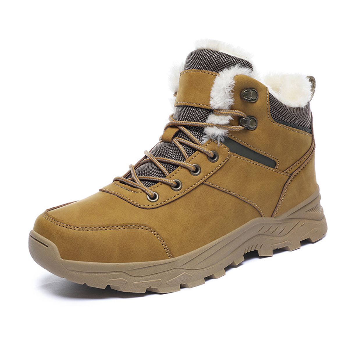 TIOZONEY - Botas de nieve cortas de felpa para Hombre - Marrón