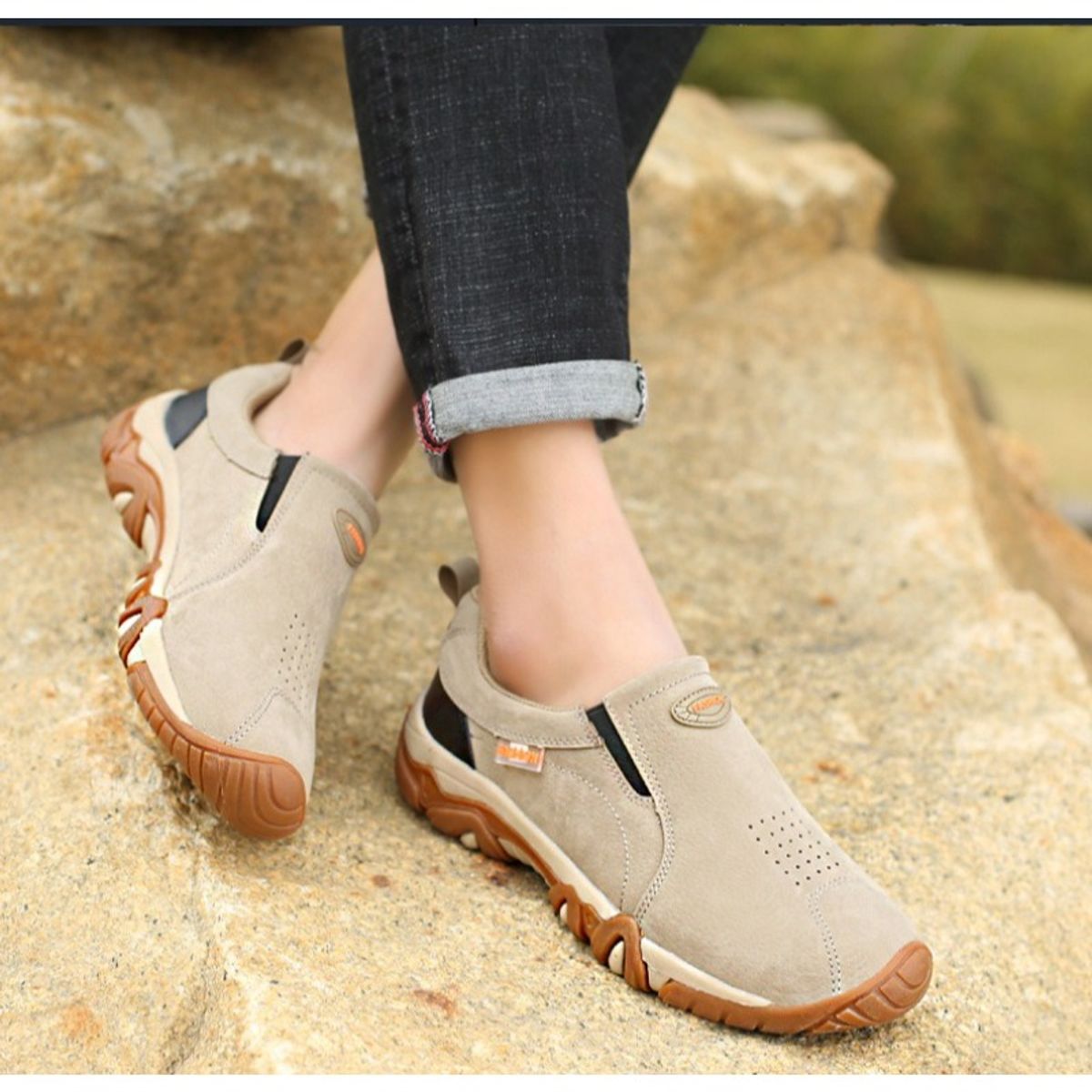 TIOZONEY - Botas de nieve cortas de felpa para Hombre - Marrón