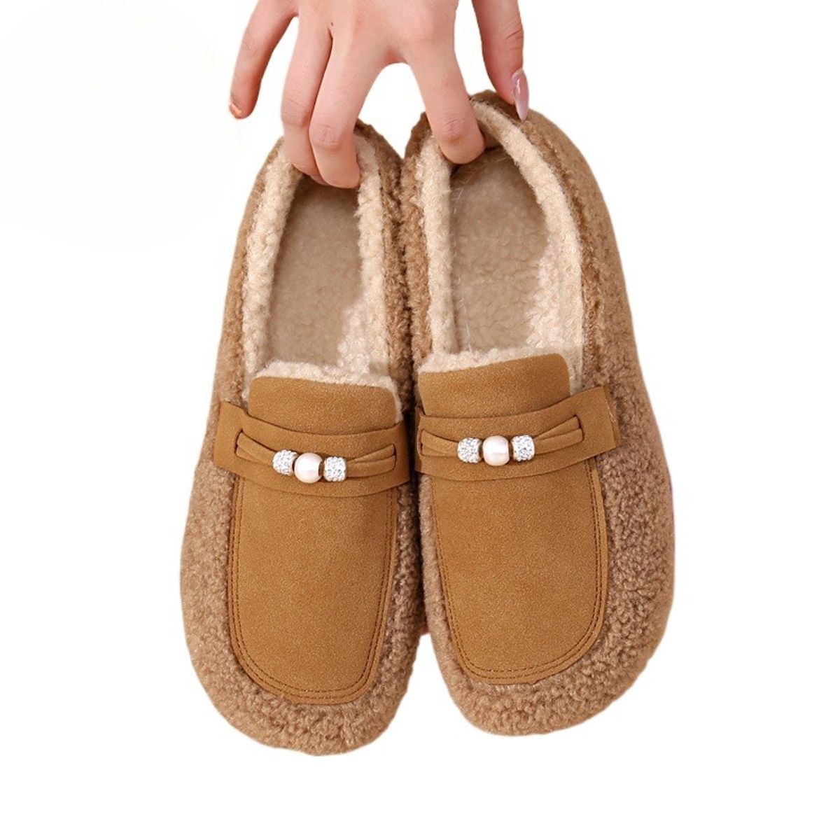 TIOZONEY - Botas de nieve cortas de felpa para Mujer - Marrón