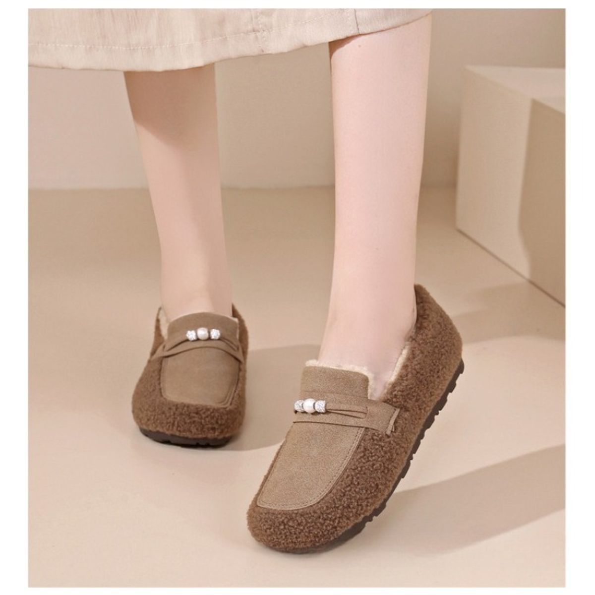 TIOZONEY - Botas de nieve cortas de felpa para Mujer - Gris
