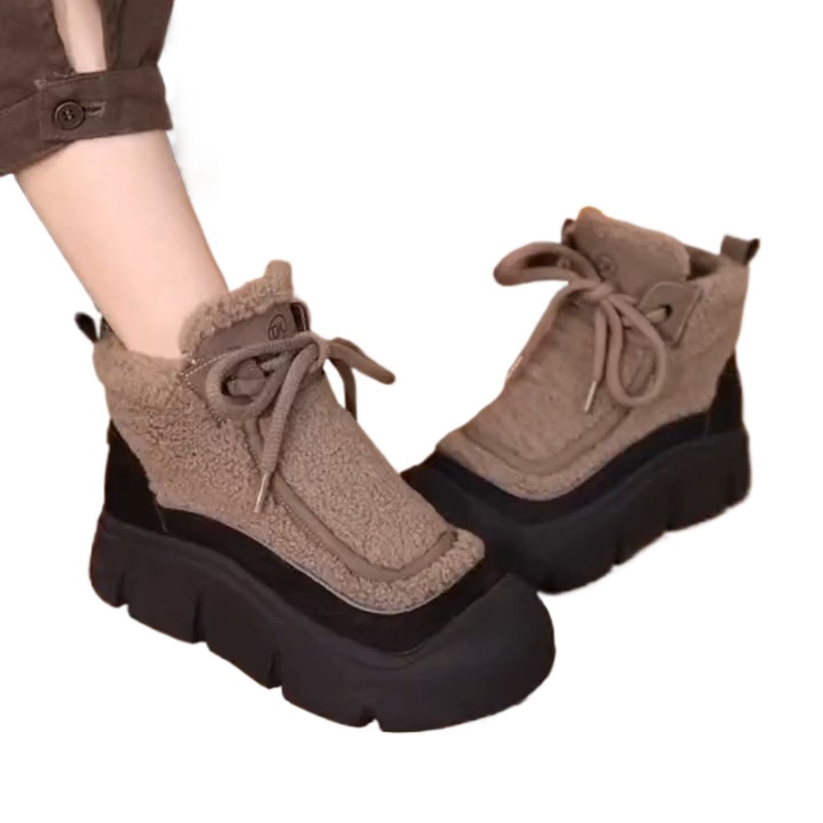 TIOZONEY - Botas de nieve cortas de felpa para Mujer - Gris