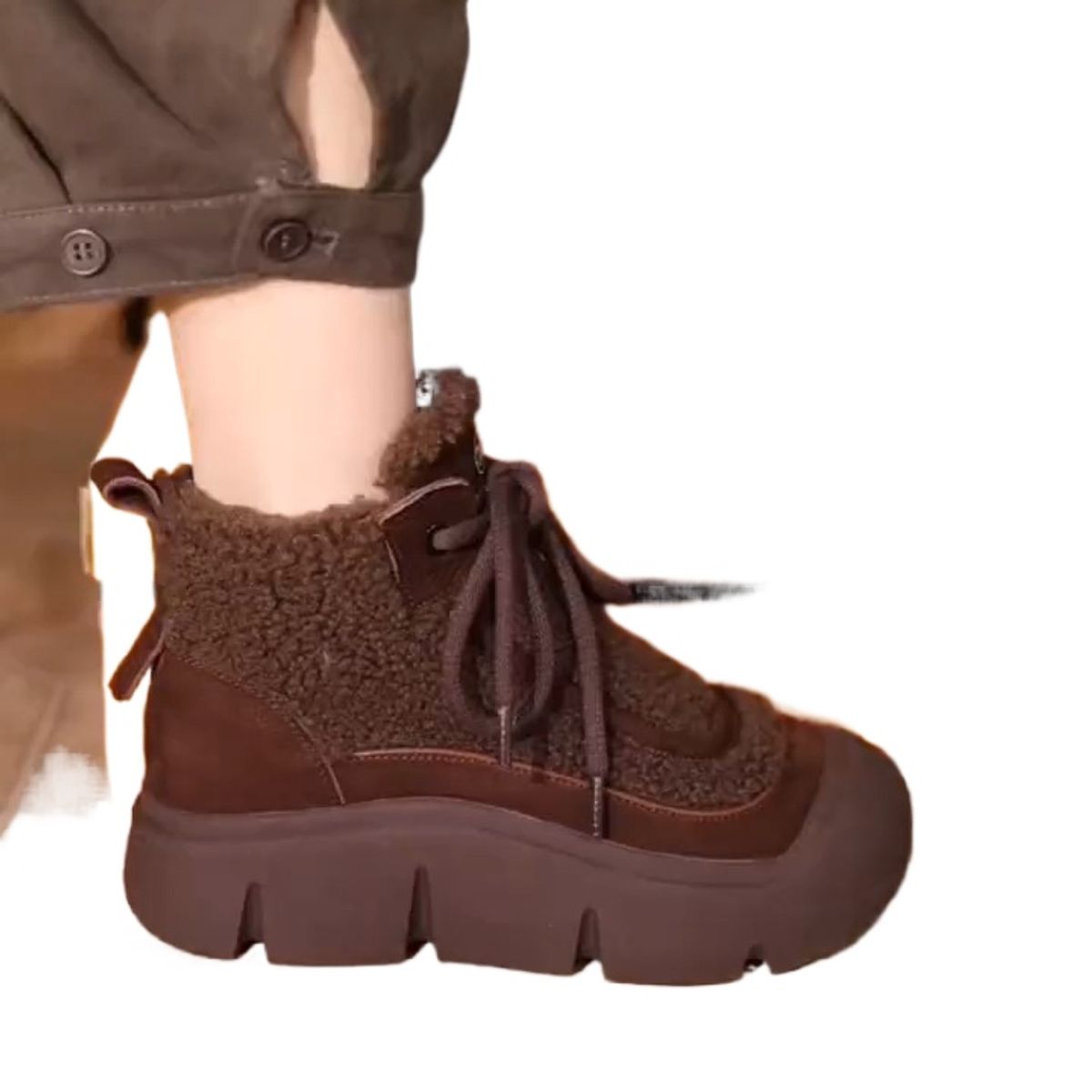TIOZONEY - Botas de nieve cortas de felpa para Mujer - Marrón