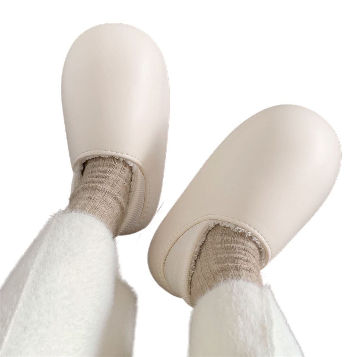 TIOZONEY - Botas de nieve cortas de felpa para Mujer - Blanco