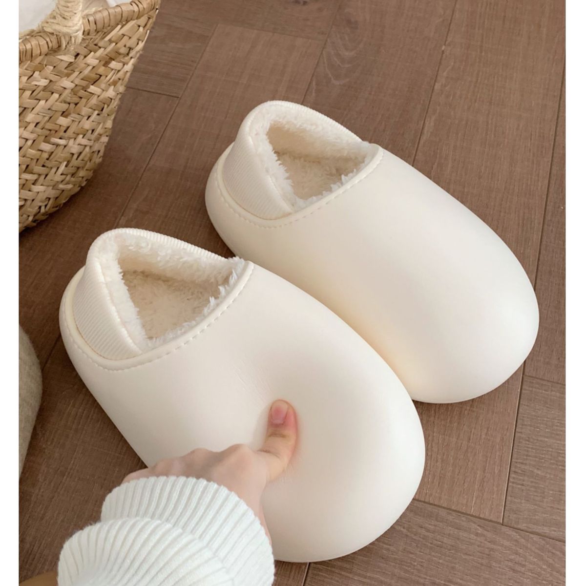 TIOZONEY - Botas de nieve cortas de felpa para Mujer - Blanco