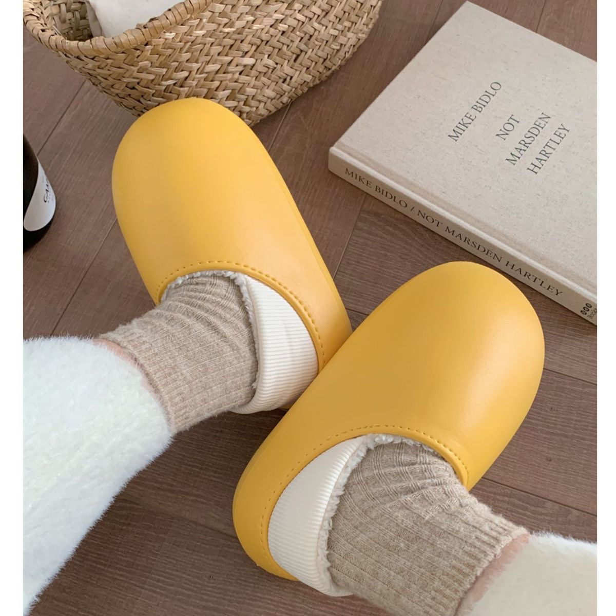 TIOZONEY - Botas de nieve cortas de felpa para Mujer - Amarillo