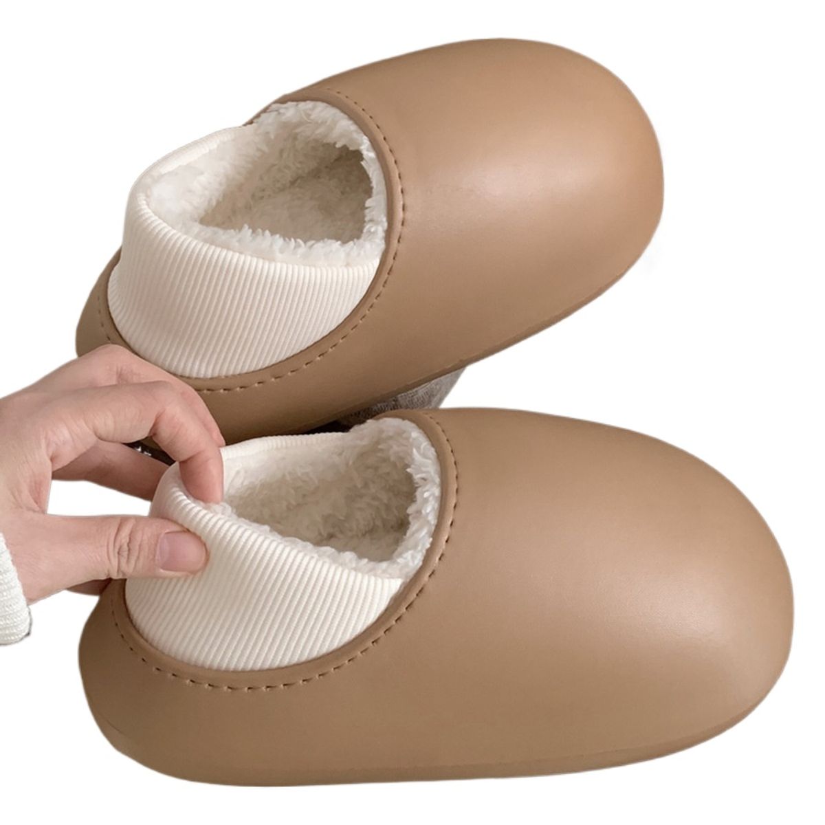 TIOZONEY - Botas de nieve cortas de felpa para Mujer - Marrón
