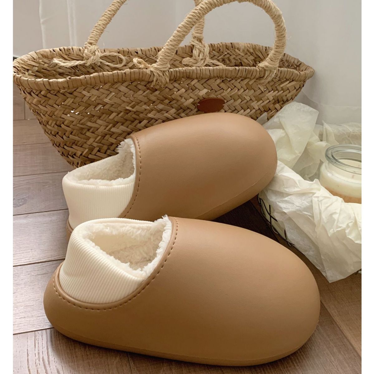 TIOZONEY - Botas de nieve cortas de felpa para Mujer - Marrón
