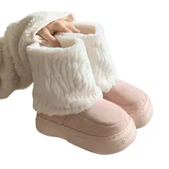TIOZONEY - Botas de nieve cortas de felpa para Mujer - Rosado