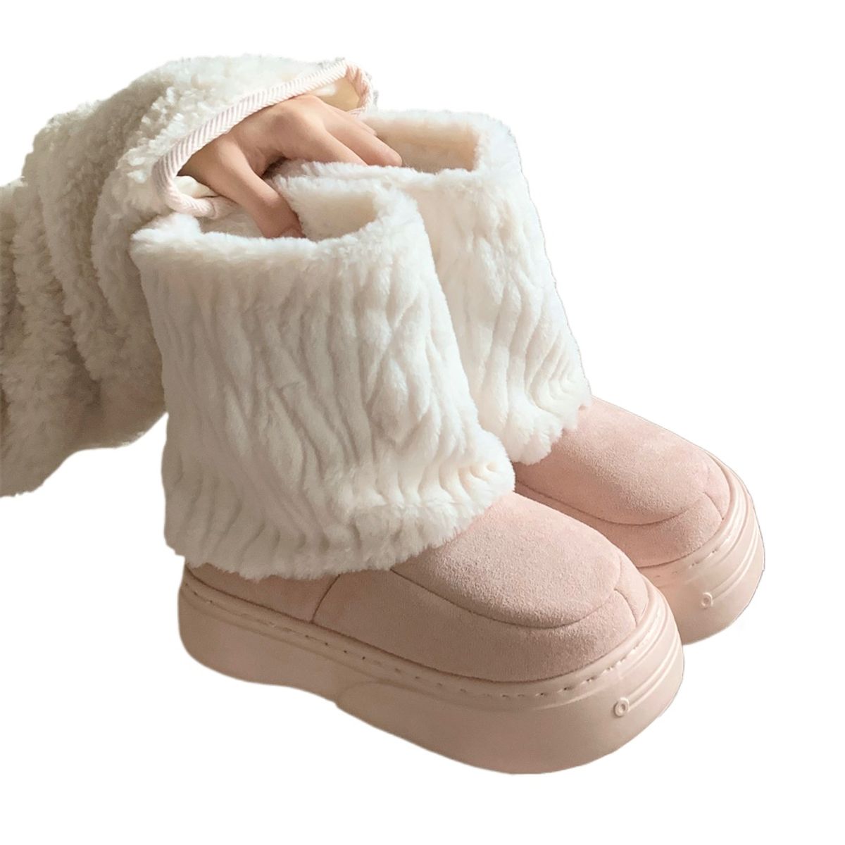 TIOZONEY - Botas de nieve cortas de felpa para Mujer - Rosado