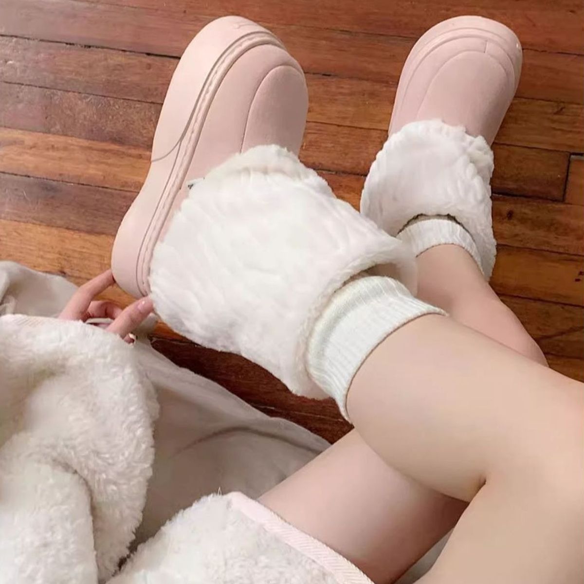 TIOZONEY - Botas de nieve cortas de felpa para Mujer - Rosado