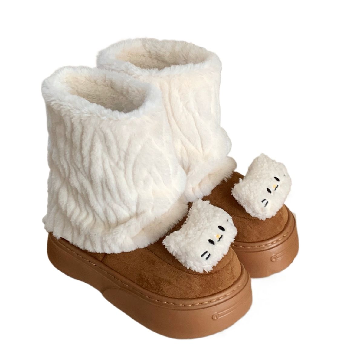 TIOZONEY - Botas de nieve cortas de felpa para Mujer - Marrón