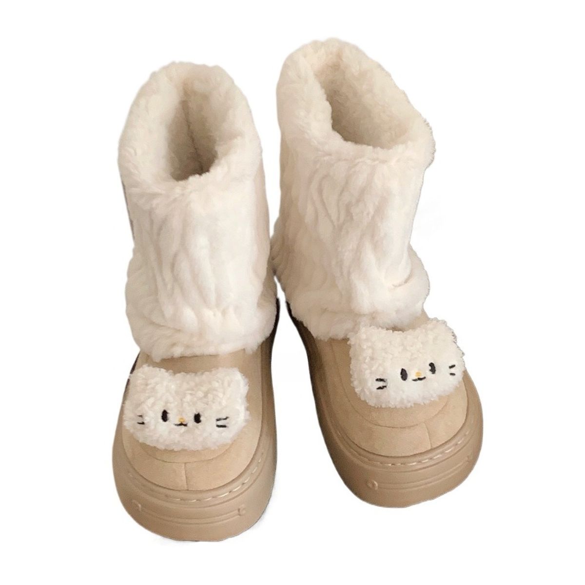 TIOZONEY - Botas de nieve cortas de felpa para Mujer - Beige