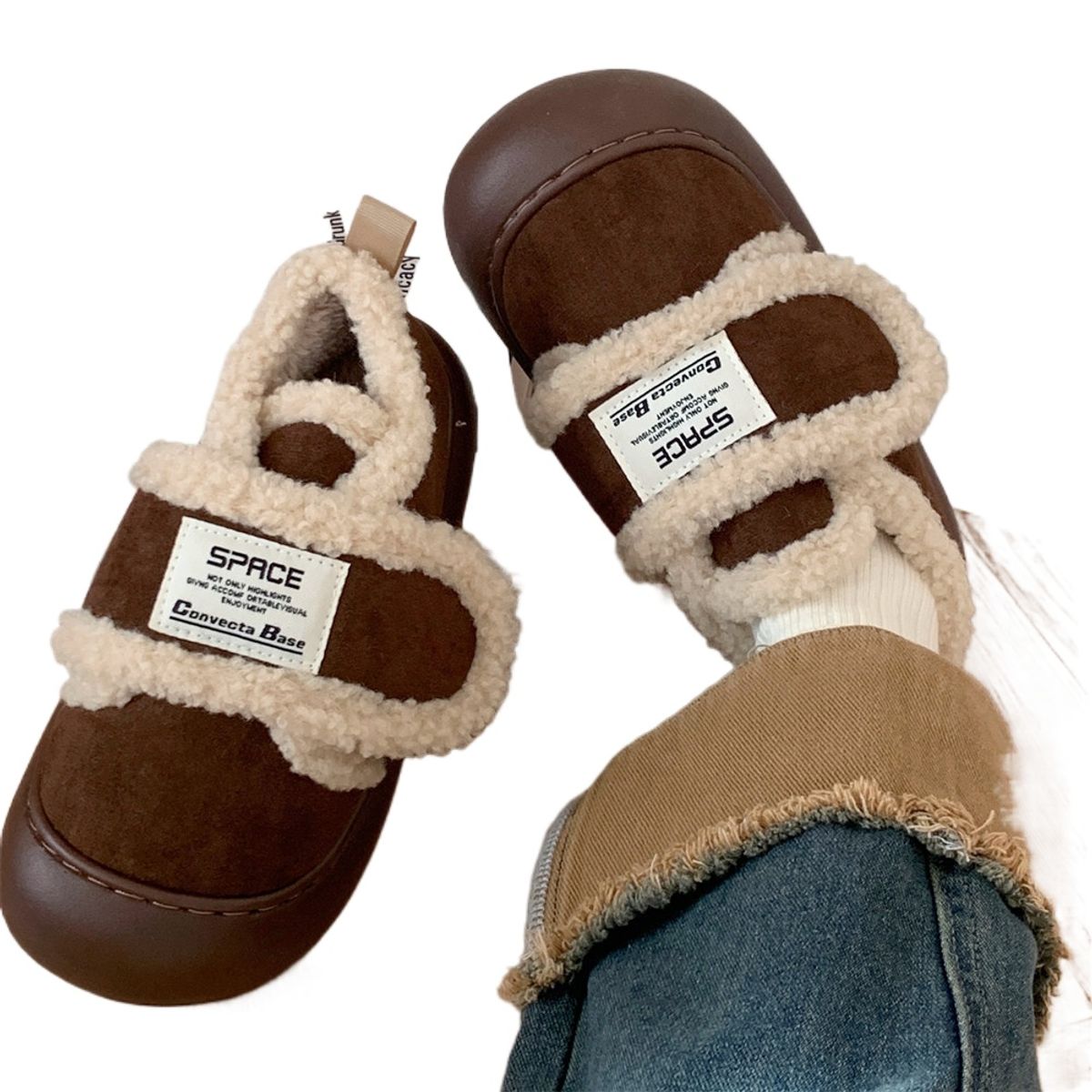 TIOZONEY - Botas de nieve cortas de felpa para Mujer - Café