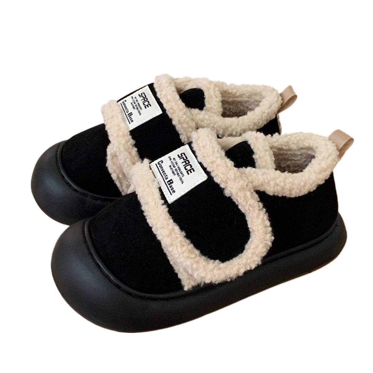 TIOZONEY - Botas de nieve cortas de felpa para Mujer - Negro