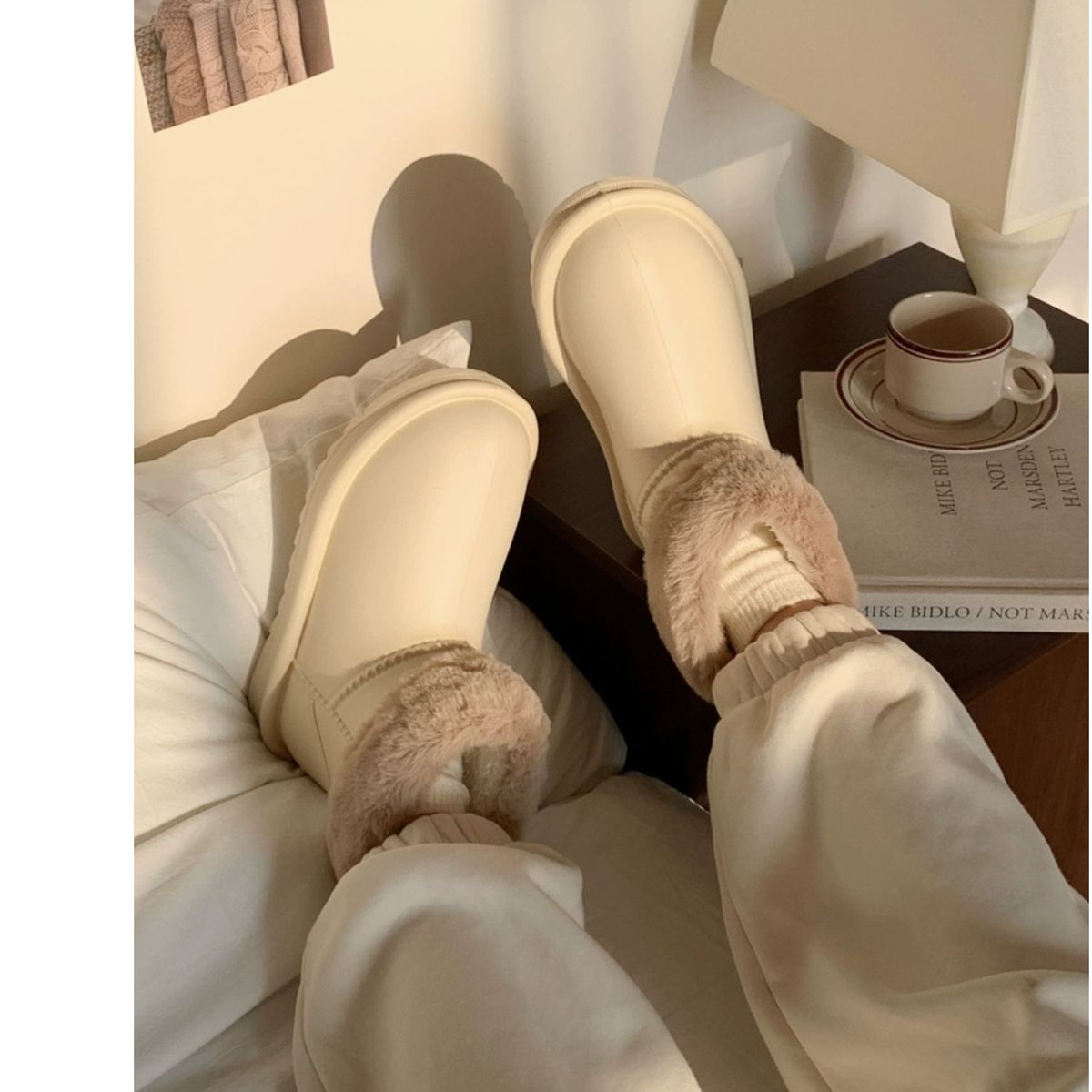 TIOZONEY - Botas de nieve cortas de felpa para Mujer - Blanco