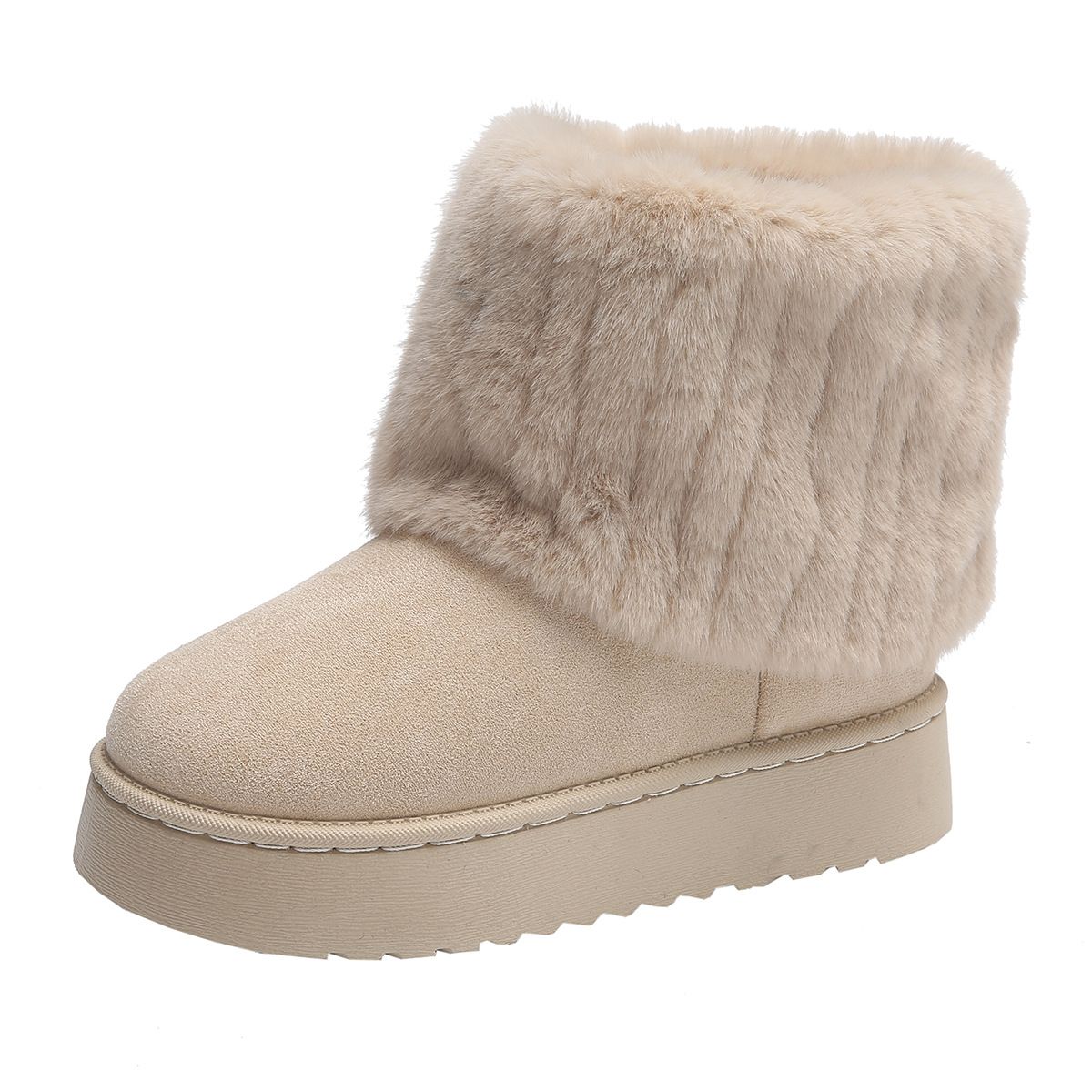 TIOZONEY - Botas de nieve cortas de felpa para Mujer - Blanco