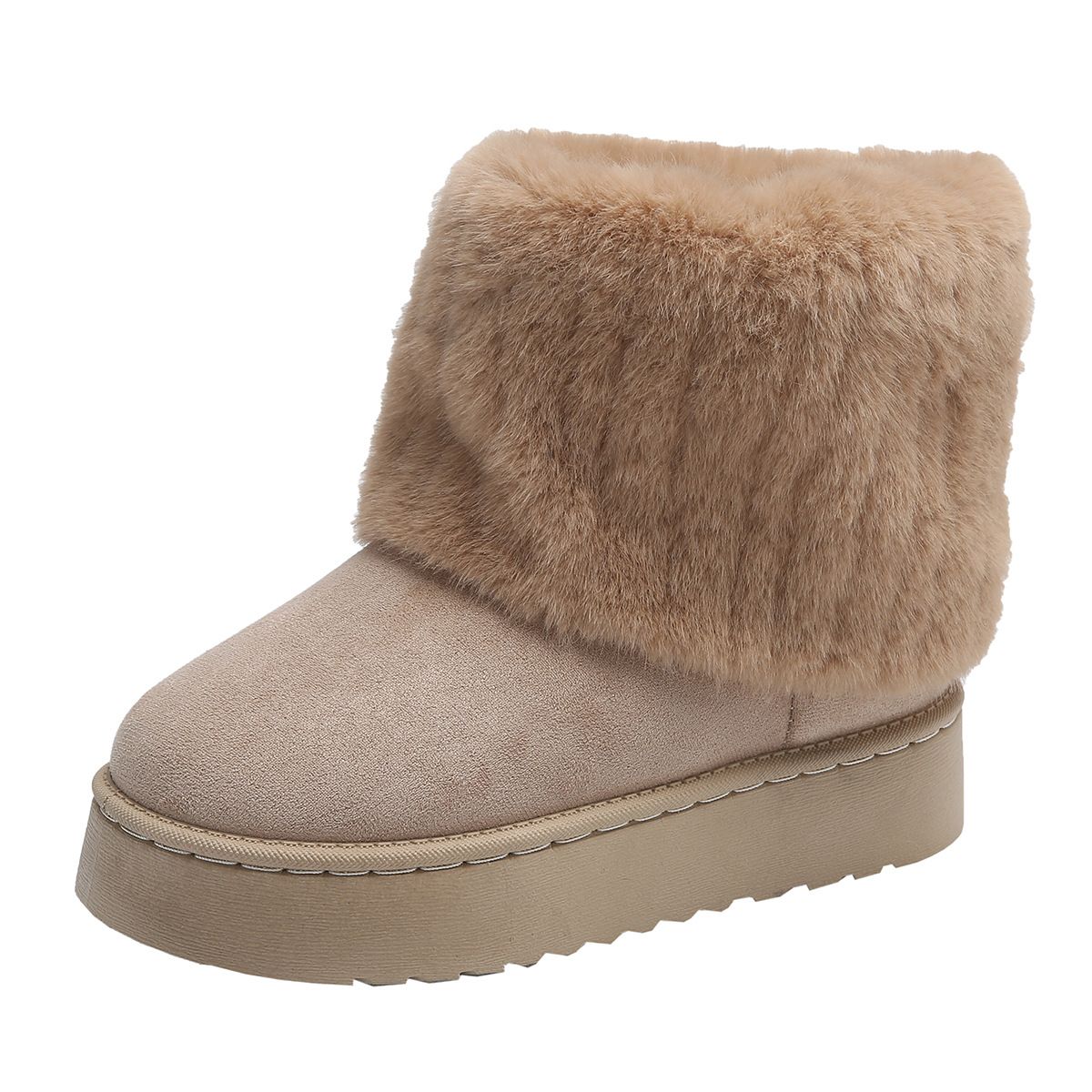 TIOZONEY - Botas de nieve cortas de felpa para Mujer - Beige