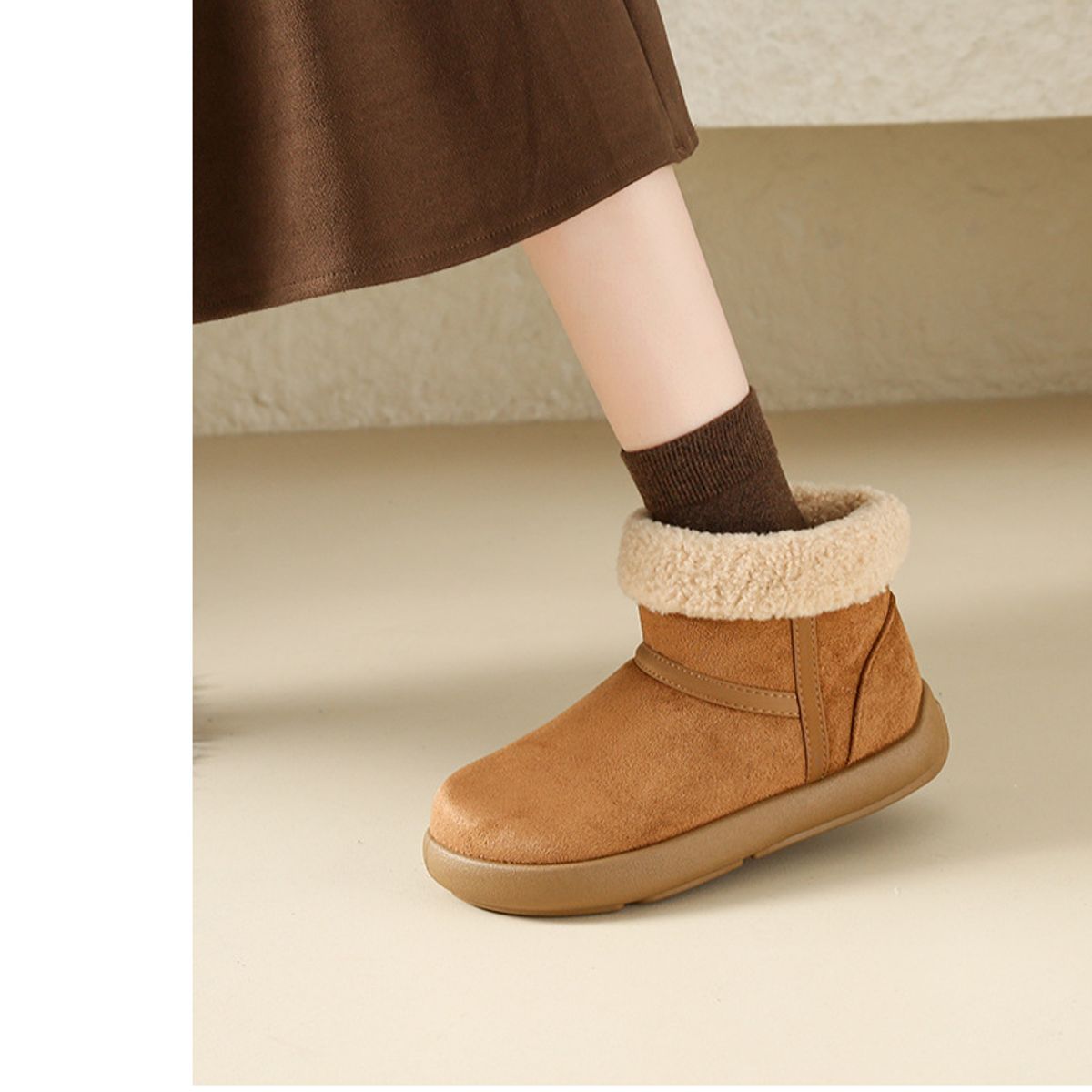 TIOZONEY - Botas de nieve cortas de felpa para Mujer - Amarillo