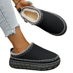 TIOZONEY - Botas de nieve cortas de felpa para Mujer - Negro
