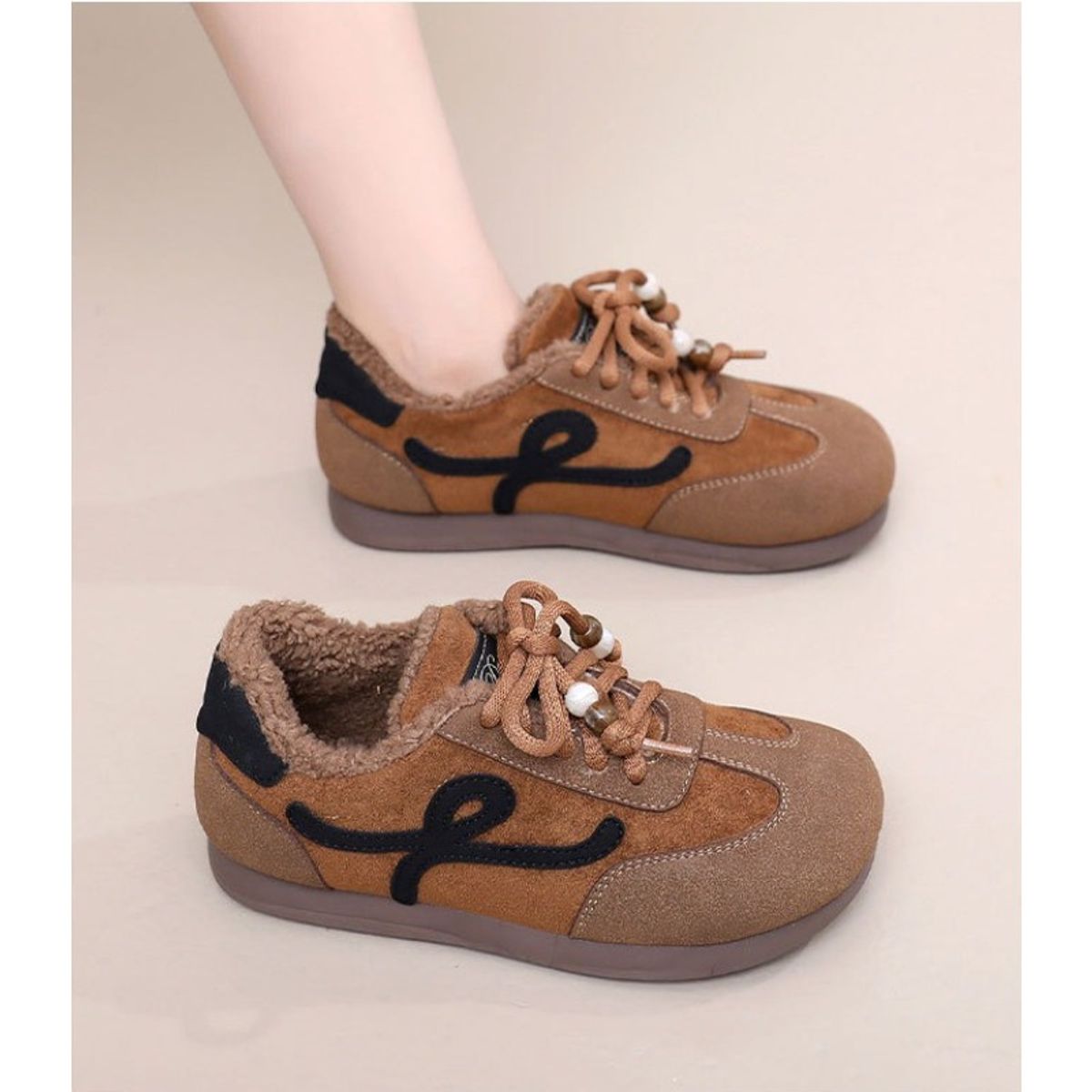 TIOZONEY - Botas de nieve cortas de felpa para Mujer - Café