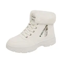 TIOZONEY - Botas de nieve cortas de felpa para Mujer - Blanco