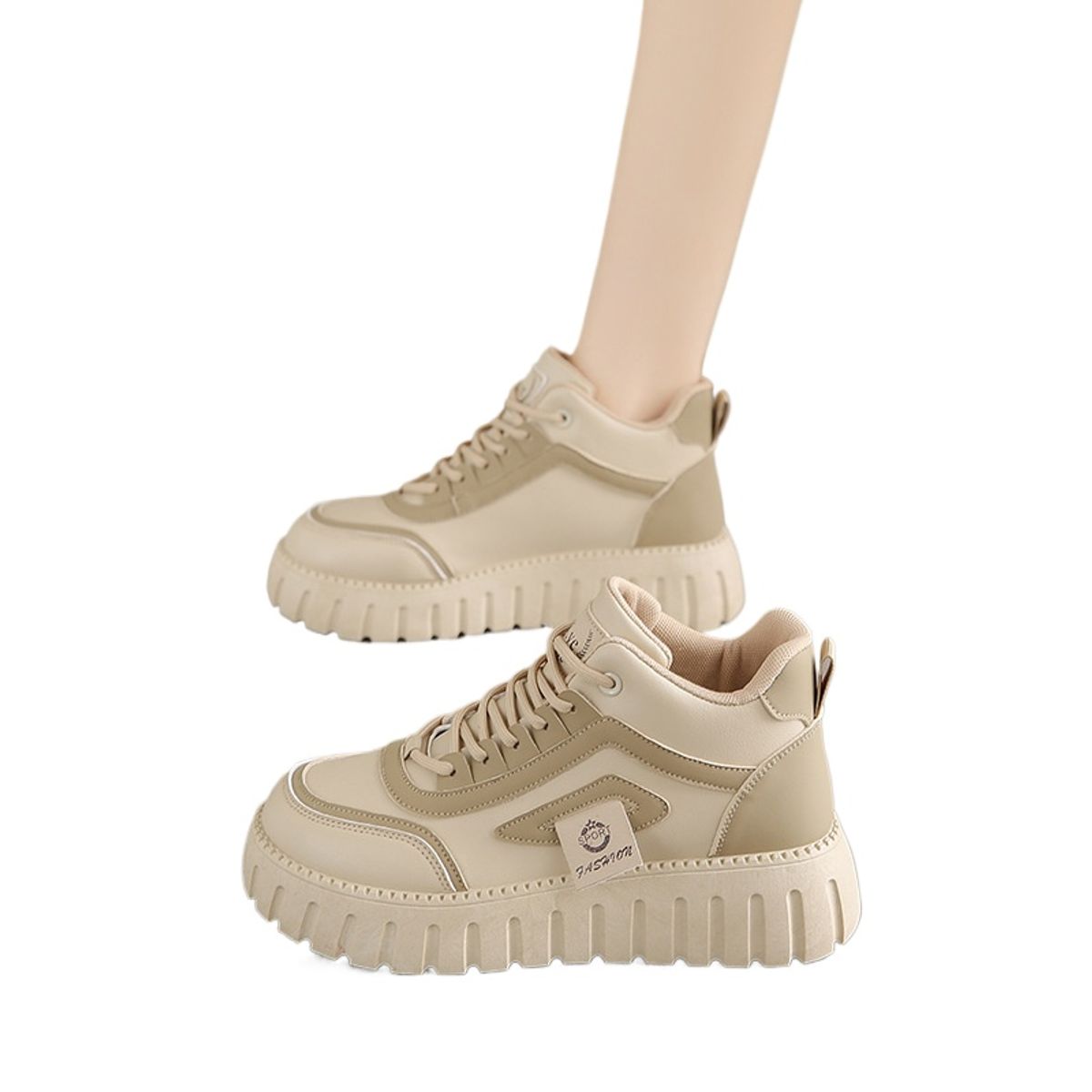 TIOZONEY - Botas de nieve cortas de felpa para Mujer - Beige