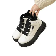 TIOZONEY - Botas de nieve cortas de felpa para Mujer - Negro