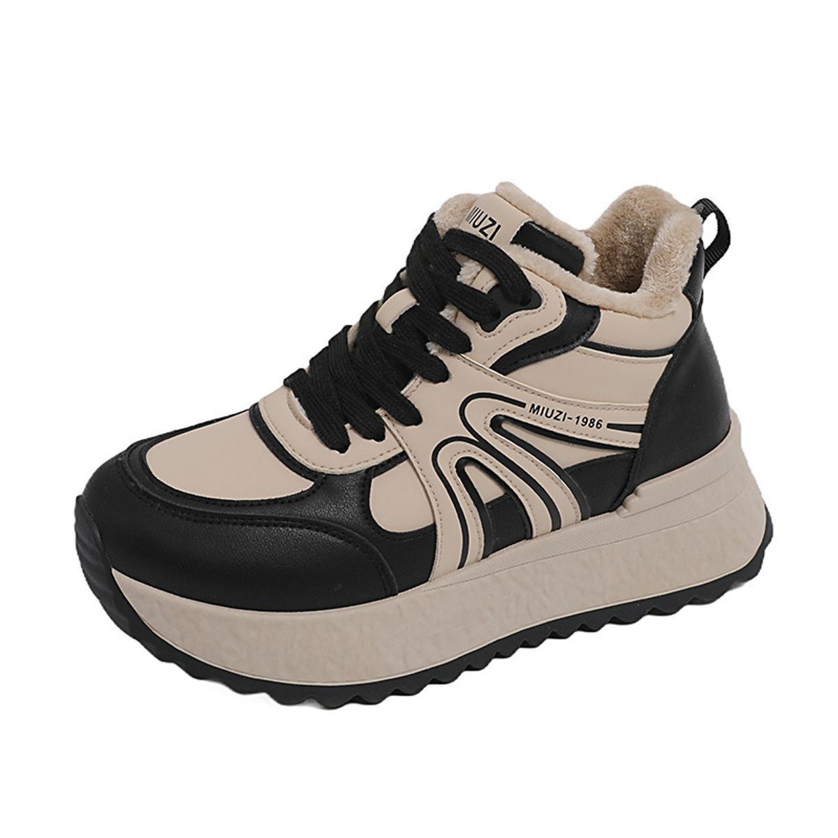 TIOZONEY - Botas de nieve cortas de felpa para Mujer - Negro