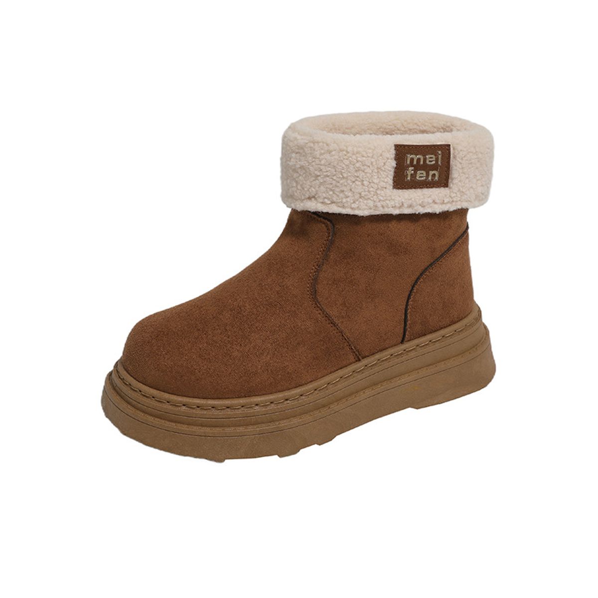 TIOZONEY - Botas de nieve cortas de felpa para Mujer - Marrón