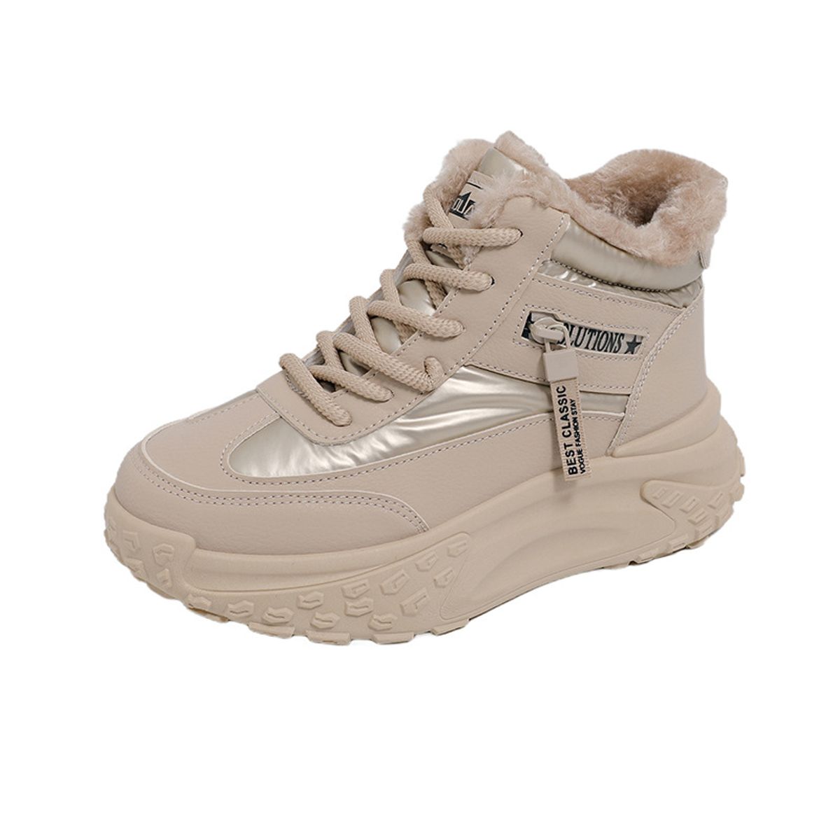 TIOZONEY - Botas de nieve cortas de felpa para Mujer - Beige