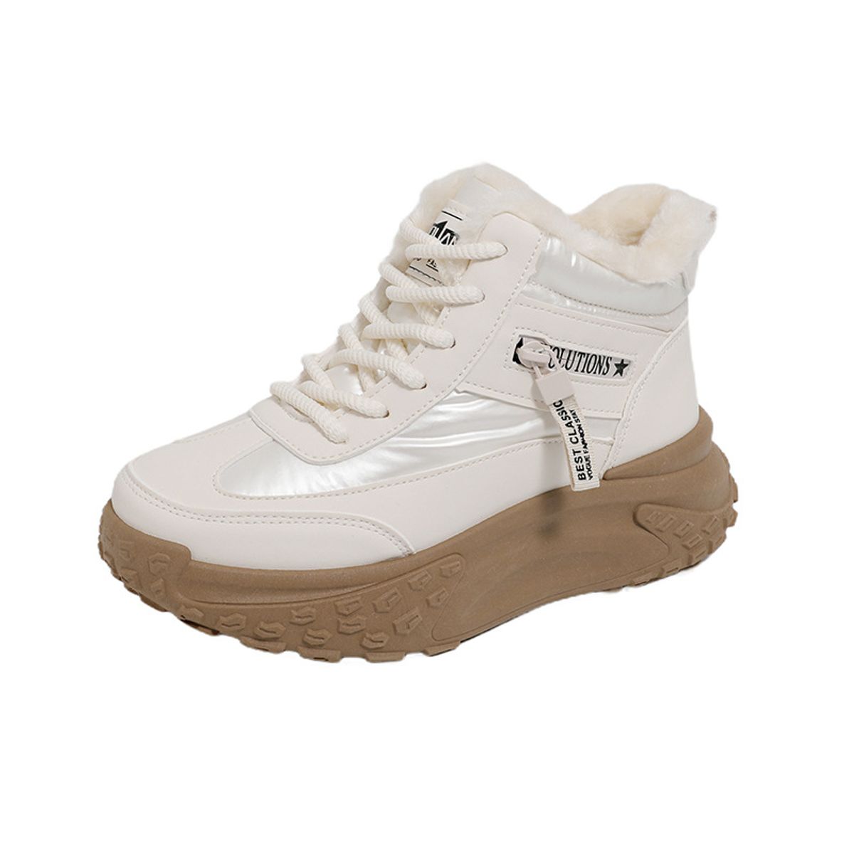TIOZONEY - Botas de nieve cortas de felpa para Mujer - Blanco