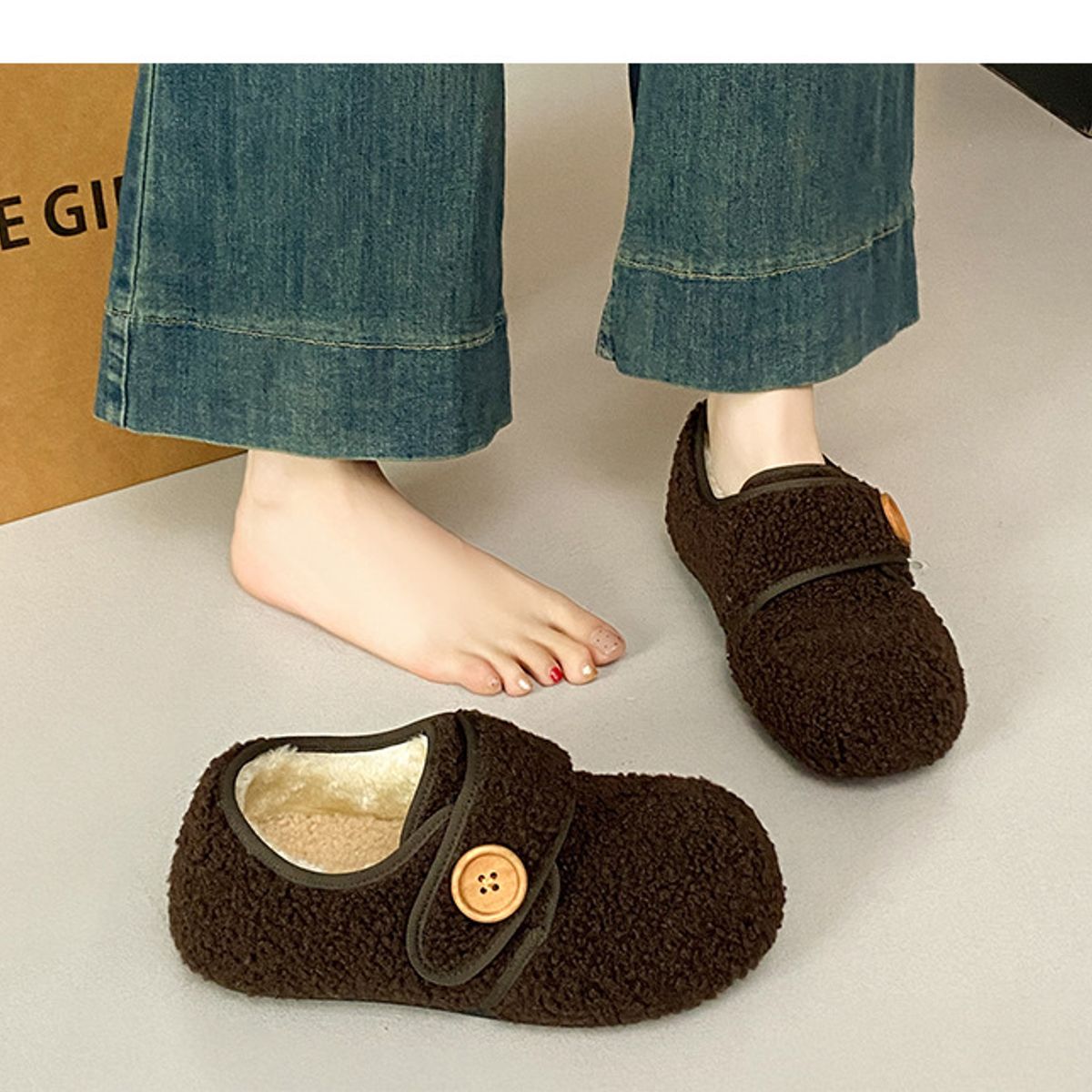 TIOZONEY - Botas de nieve cortas de felpa para Mujer - Café