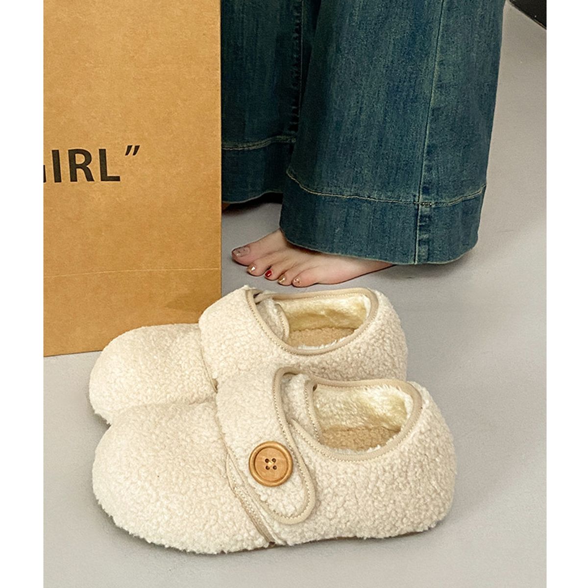 TIOZONEY - Botas de nieve cortas de felpa para Mujer - Blanco
