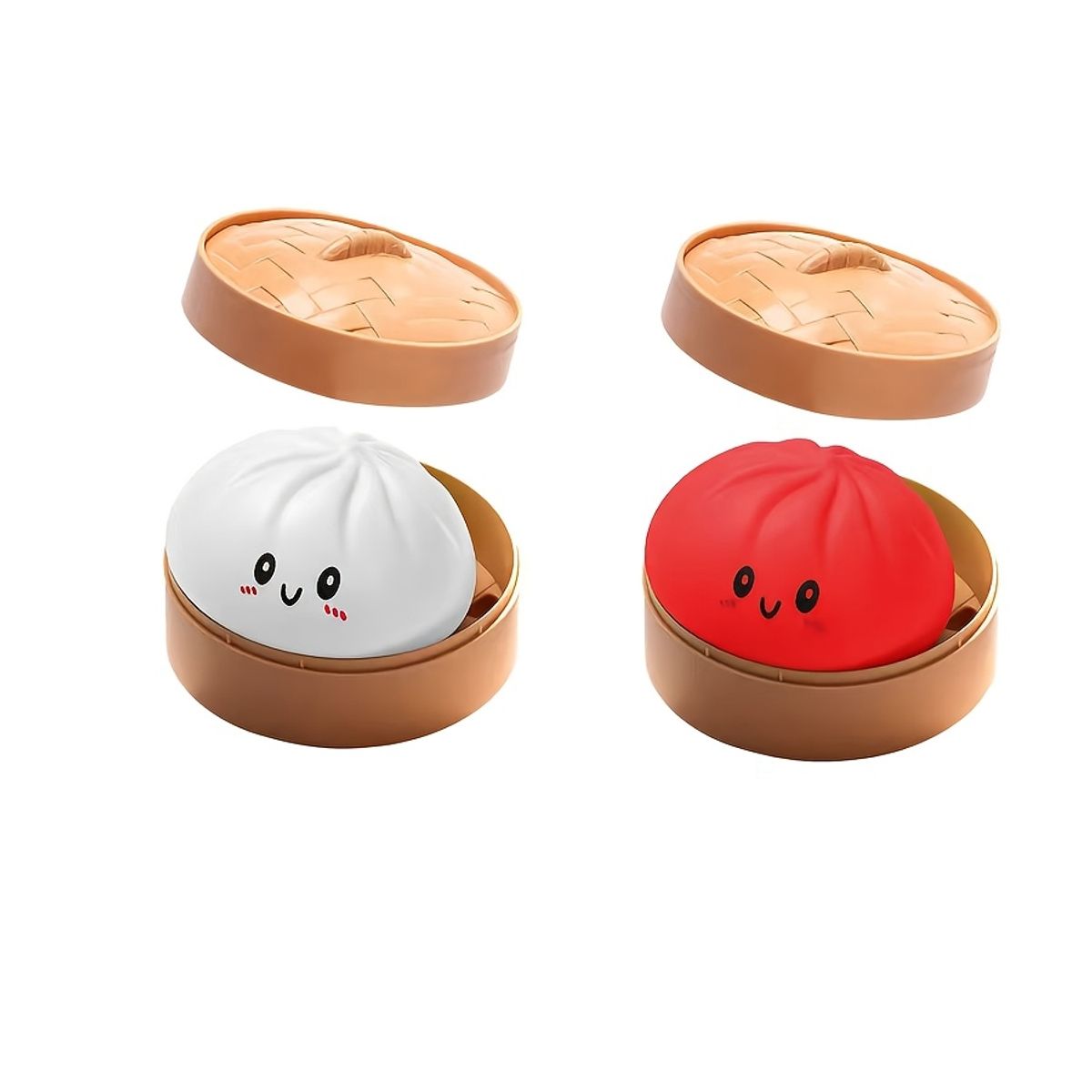 VATYERTY - 2 Piezas Juguete antiestrés con forma de bollo sonrisa Blanco+Rojo