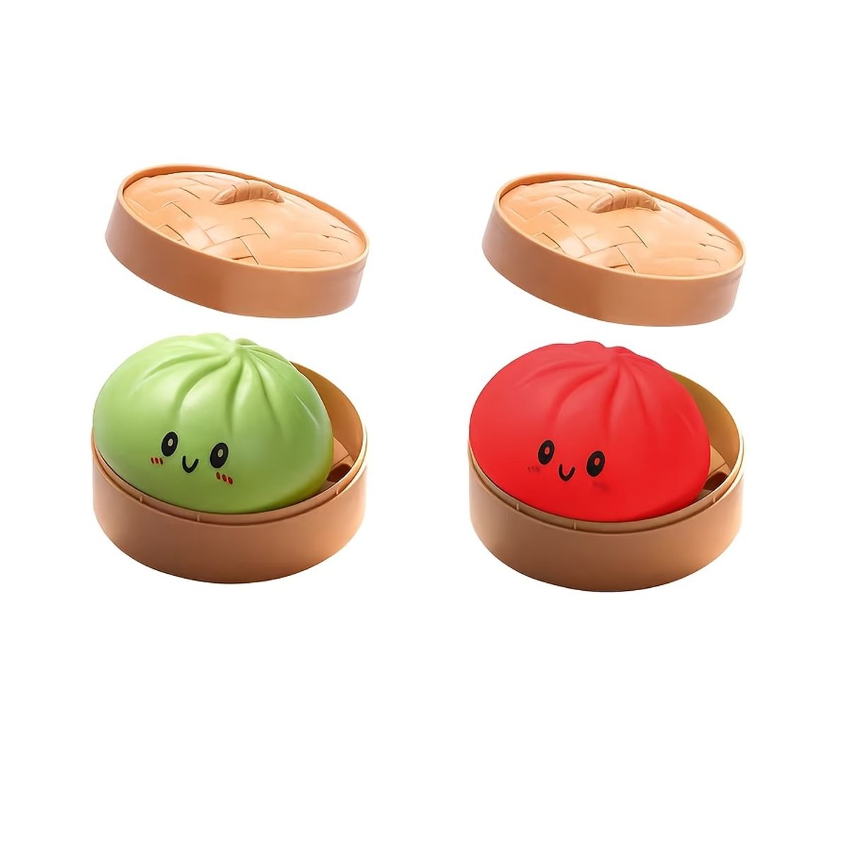 VATYERTY - 2 Piezas Juguete antiestrés con forma de bollo sonrisa Verde+Rojo