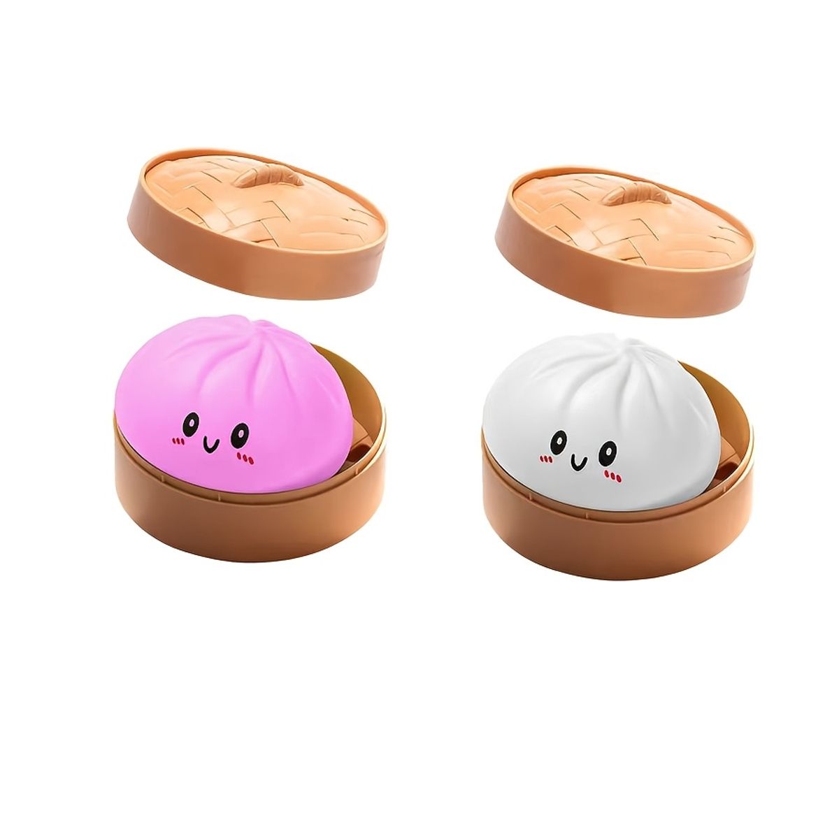 VATYERTY - 2 Piezas Juguete antiestrés con forma de bollo sonrisa Rosa+Blanco