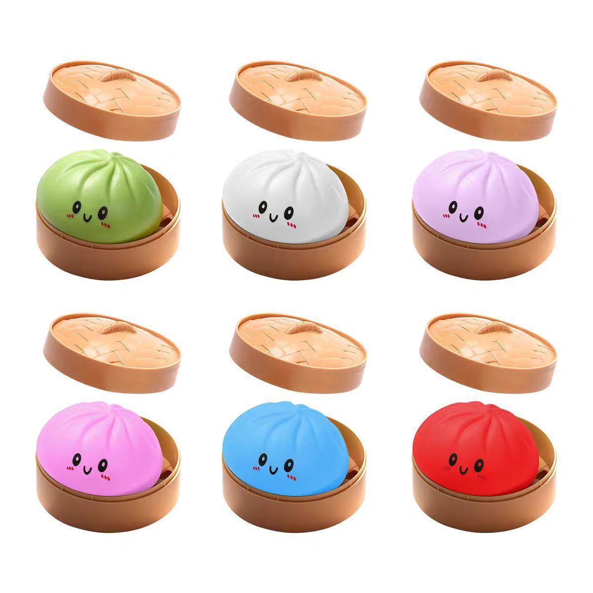 VATYERTY - 6 Pcs Juguete antiestrés con forma de bollo sonrisa 6 colores