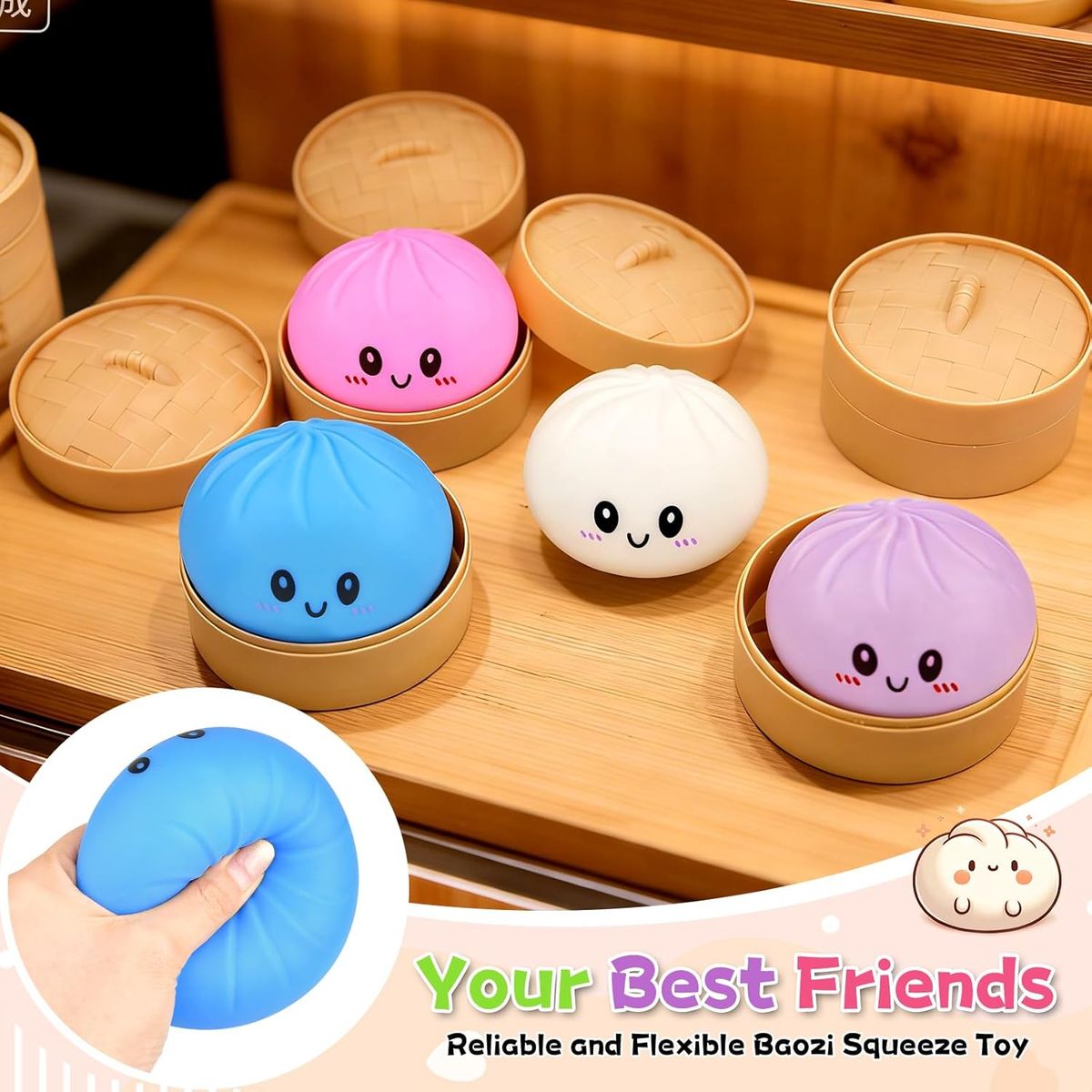 VATYERTY - 6 Pcs Juguete antiestrés con forma de bollo sonrisa 6 colores