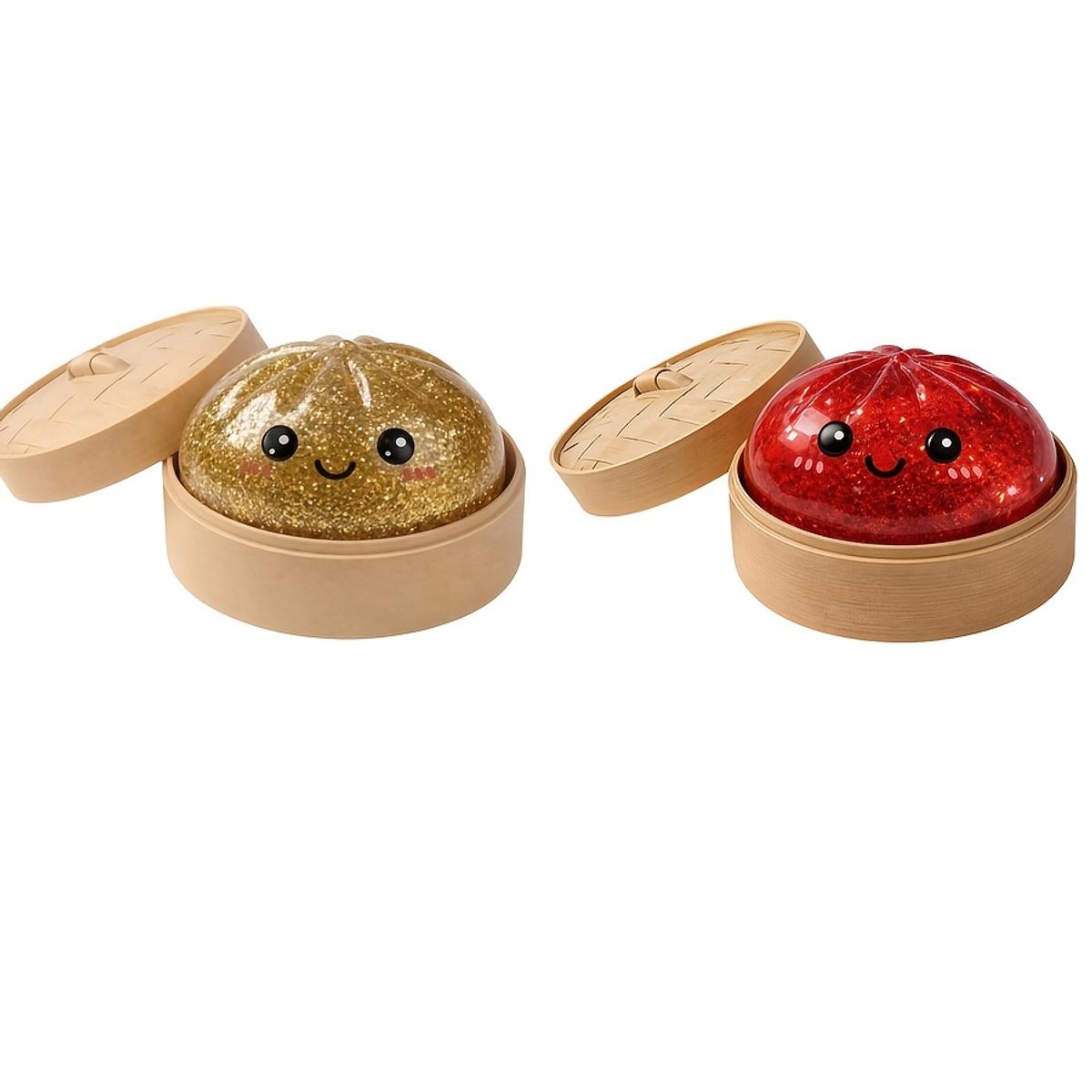 VATYERTY - 2 Pcs Juguete antiestrés con forma de bollo Resplandecer Oro+Rojo
