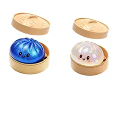 VATYERTY - 2 Pcs Juguete antiestrés con forma de bollo Resplandecer Azul oscuro+Blanco