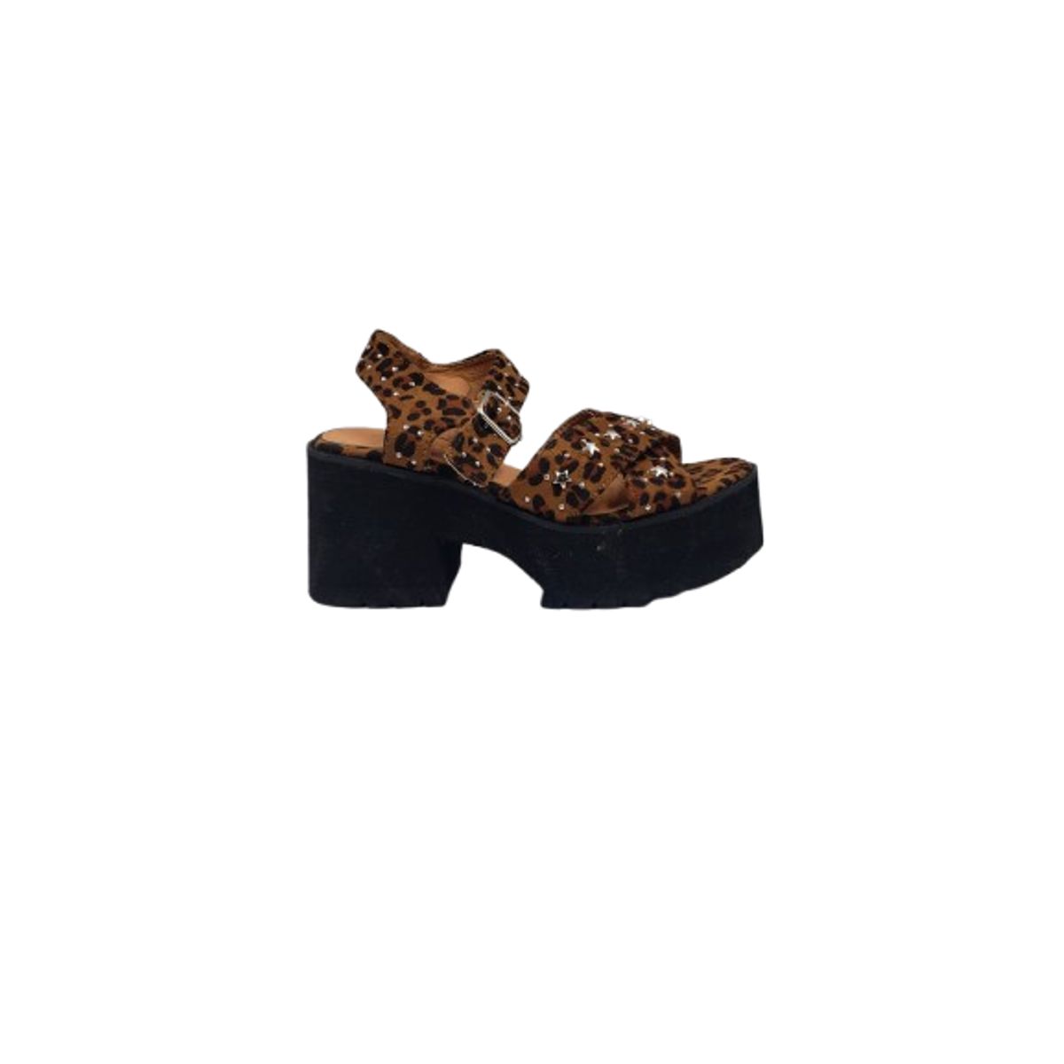 HERIEL - Sandalia Plataforma Animal Print Leopardo Tachas Estrellas